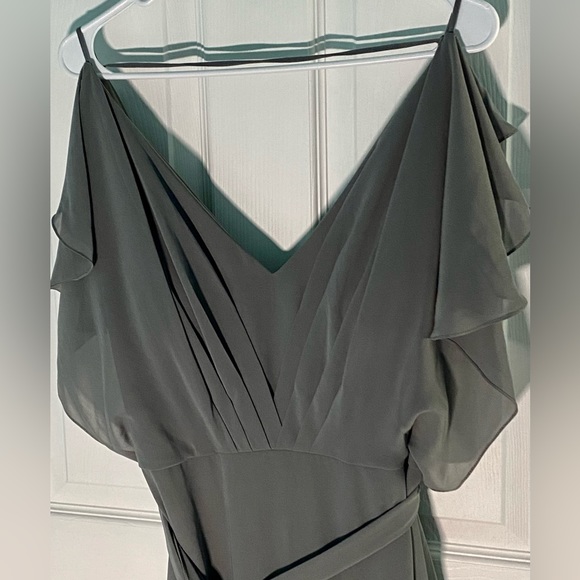 NWT Grey Charolette Chiffon Vneckline Long Dress - Picture 6 of 10